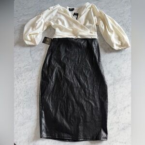 bebe Off Shoulder Puff Sleeve Pencil Dress | NWT | Size L